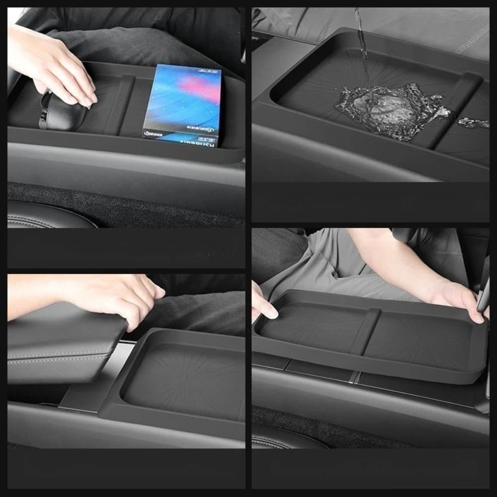 Silicone Center Console Storage Tray Scratch Resistant Organizer For Tesla Model 3 Highland / Model Y Juniper Model YL 2025+