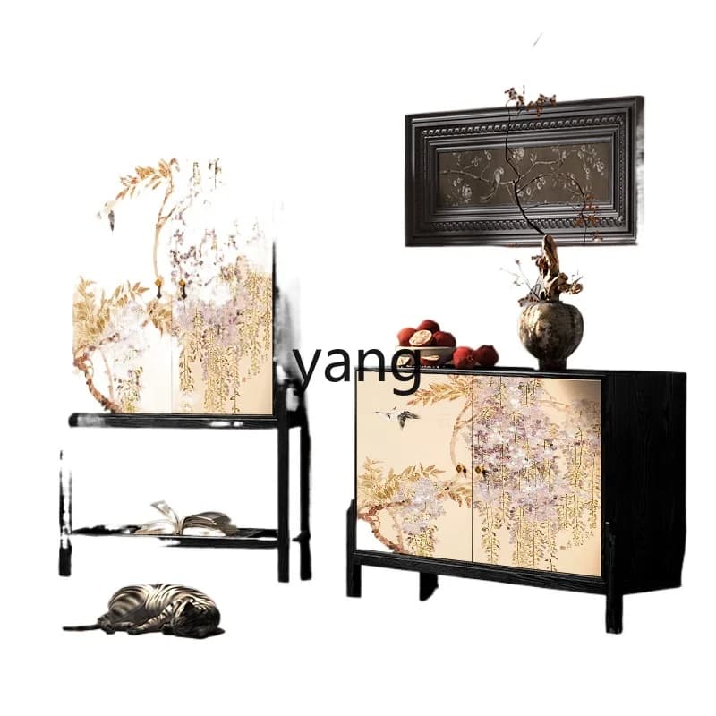 LH  light luxury new Chinese solid wood porch cabinet, chest cabinet, living room, dining side cabinet, locker, bedroom