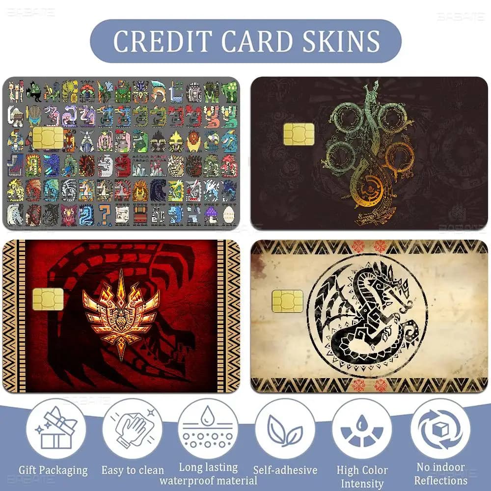 Games Monster Hunter 2024 Anime Cartoon Skin Stickers Film Tape Case for Big Credit Debit Card Front Side