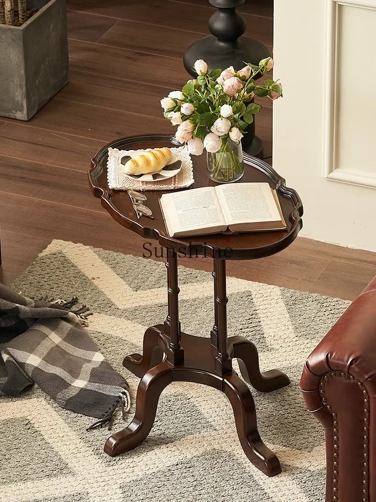Retro French all solid wood edge few living room modern simple small tea table  FT