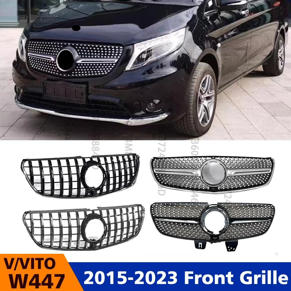 Diamo GT Style Front Grille For Mercedes Benz V-Class W447 Vito 2015-2023 Gloss Black ABS Car Styling