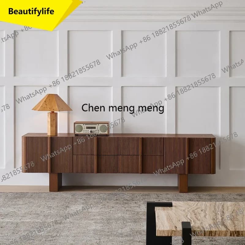 M45 Solid wood TV cabinet integrated living room storage cabinet light luxury retro floor storage cabinet