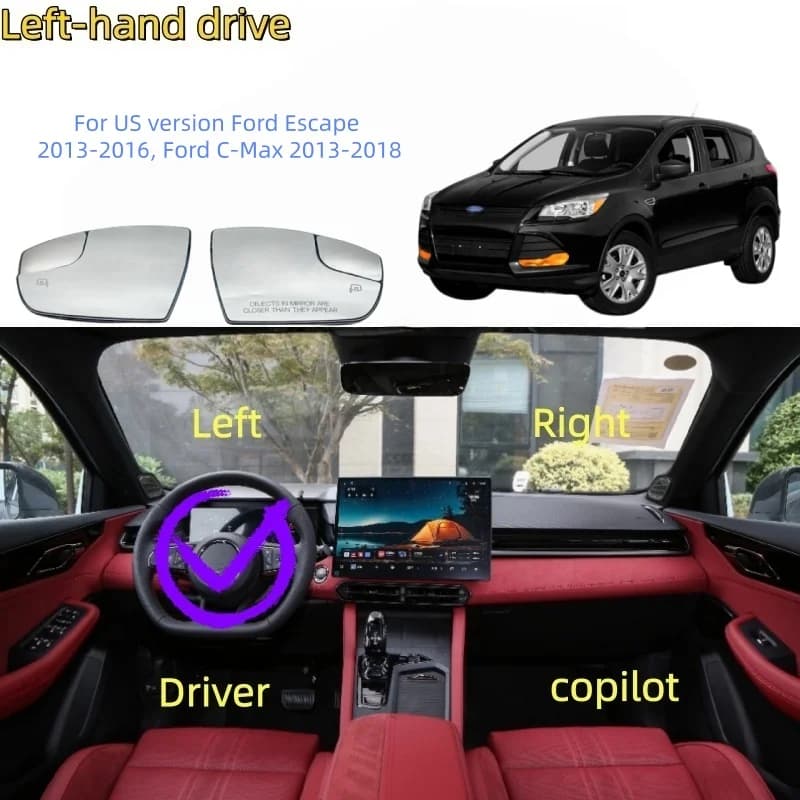 For US version Ford Escape 2013-2016, Ford C-Max 2013-2018 rearview mirror lenses, side mirror lenses, reflective mirror glass
