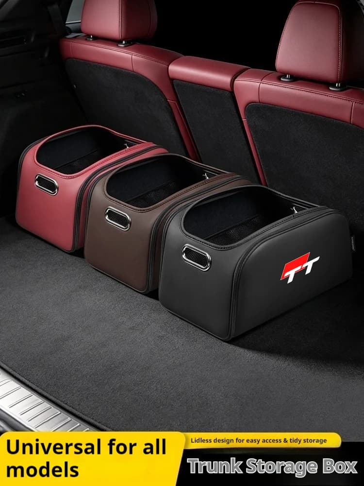 Car Trunk Organizer Box Storage Bag with Built-in Pocket Leather Material Waterproof Anti For Audi TT Auto Interior Accessories