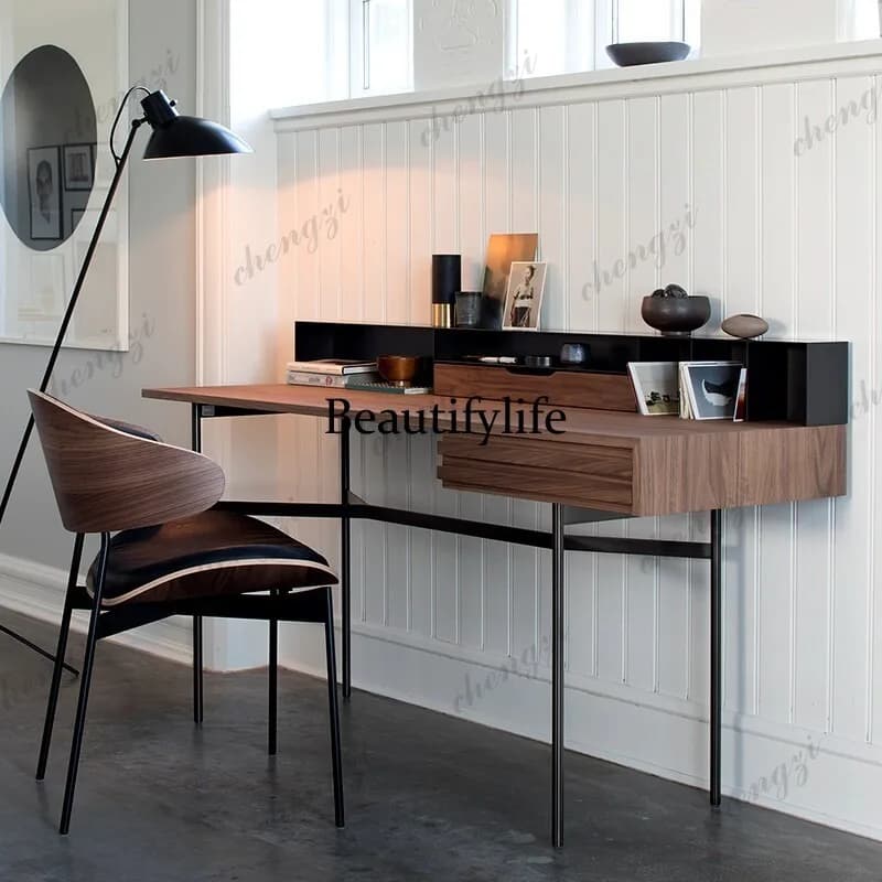 Italian writing desk walnut desk nordic study table desk
