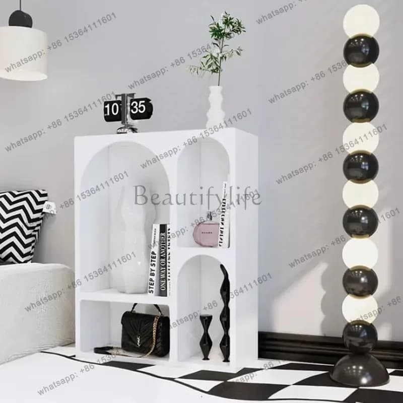 FG Cream Style Storage Cabinet Craft Floor Display Bookcase Living Room Cabinet Organizer Corner Muebles Para Salas Home Furnitu