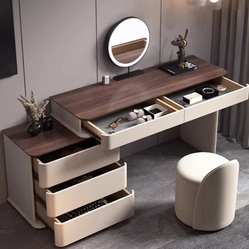 Makeup Mirror Wooden Dresser Set Bedroom Brown Natural Modern Vanity Dressers Nordic Storage Drawer Coiffeuse House Accessories