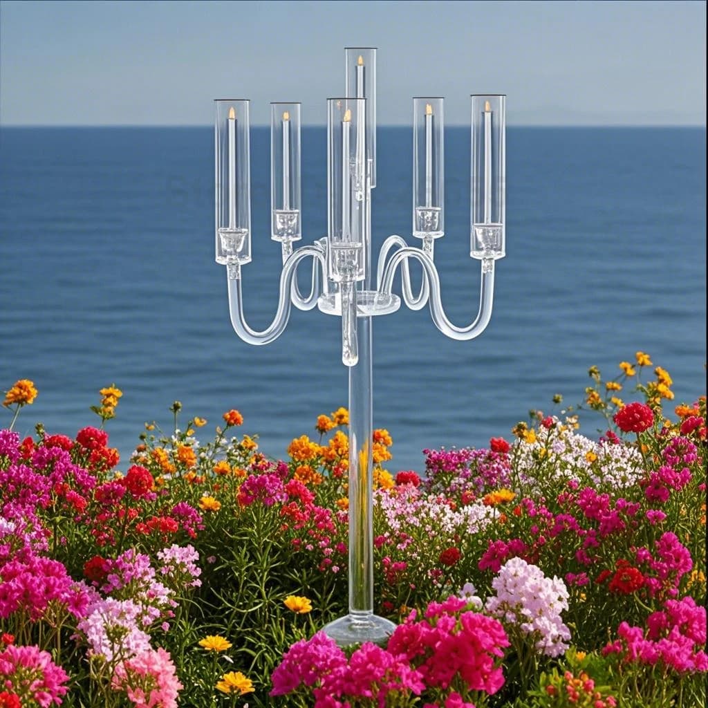 Acrylic candle holder centerpiece,37.4-inch high 6-arm conical LED   for acrylic s, wedding centerpiece decor
