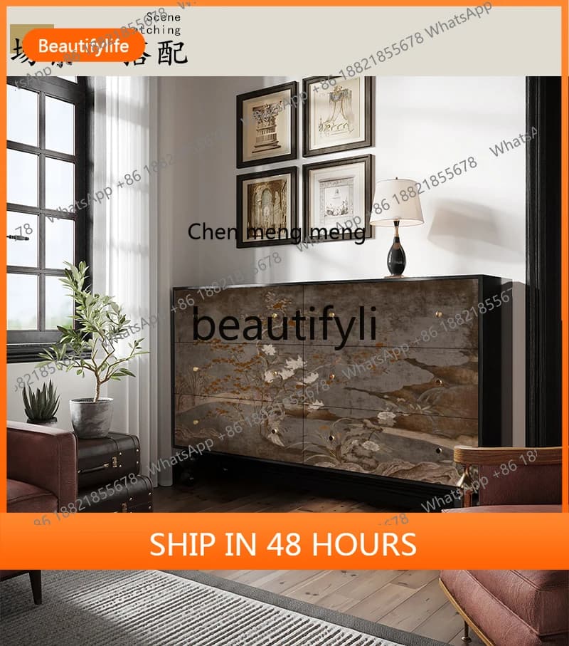 cn8617 ss New Chinese Style Home Living Room Storage Cabinet Entrance Cabinet Bedroom Bedside Storage Cabinet