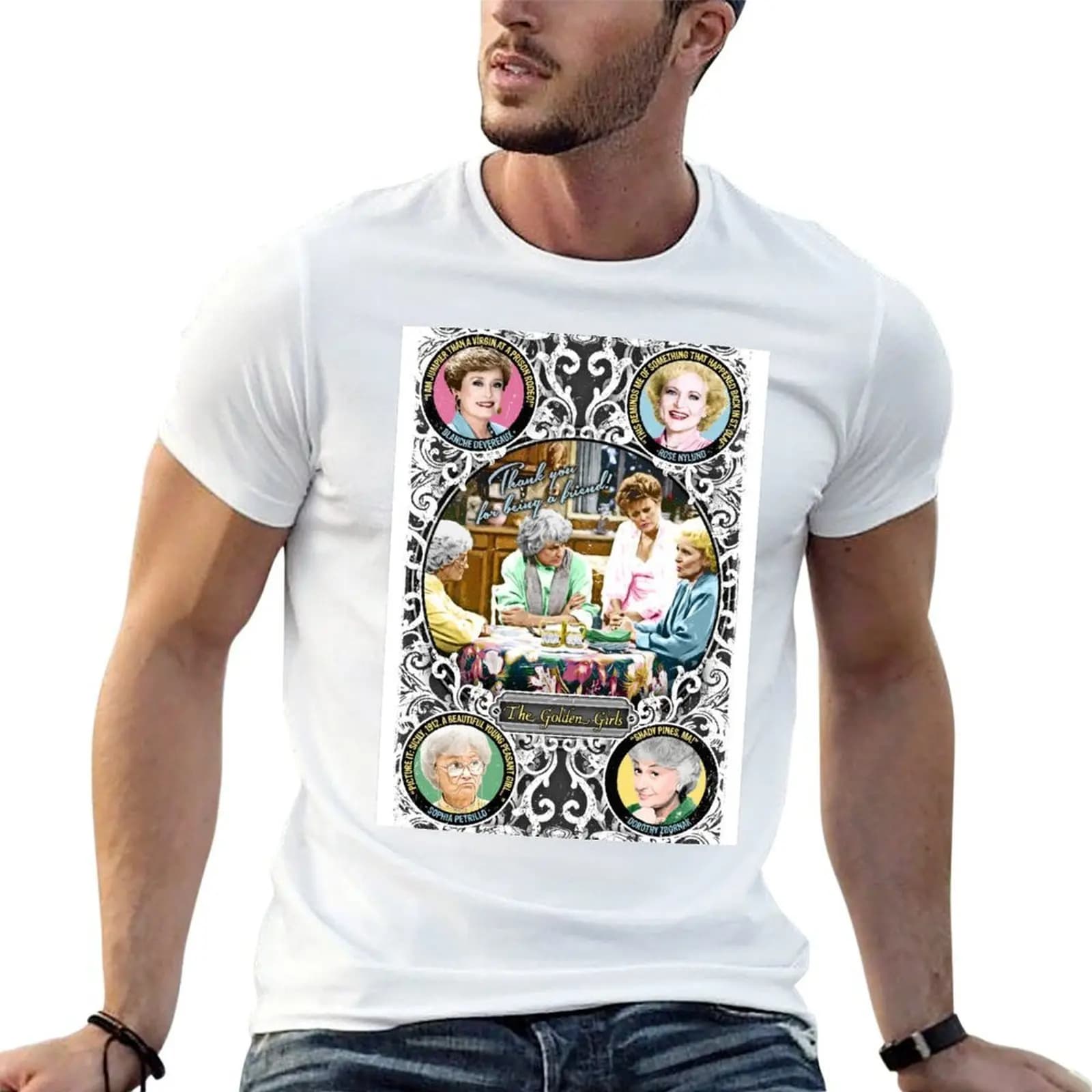 Golden Girls. Blanche, Rose, Dorothy and Sophia. T-Shirt quick-drying Luxury man vintage t shirt men