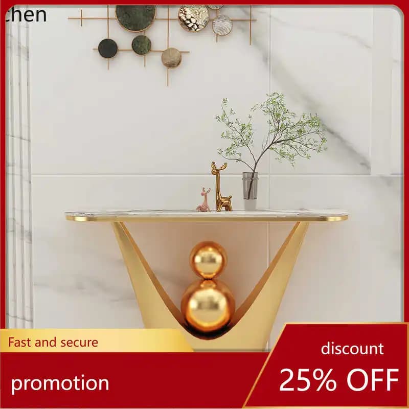 CZ Rock Slab Entryway Console Cabinet Entryway Table Ultra-Narrow Hotel High-End Entryway Table Storage Table