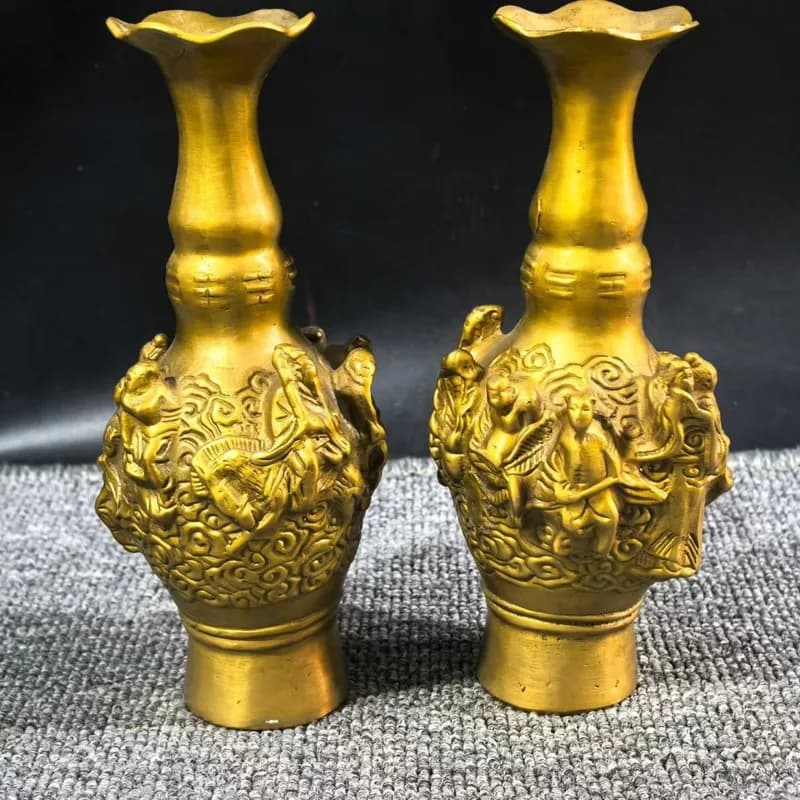 Vase, Bronze Eight Immortals Crossing the Sea, Home Decorative Craft