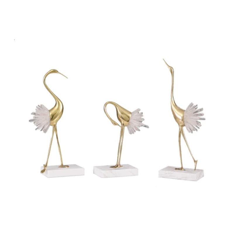LTT new Chinese crystal crane copper ornament light luxury European modern living room home decoration