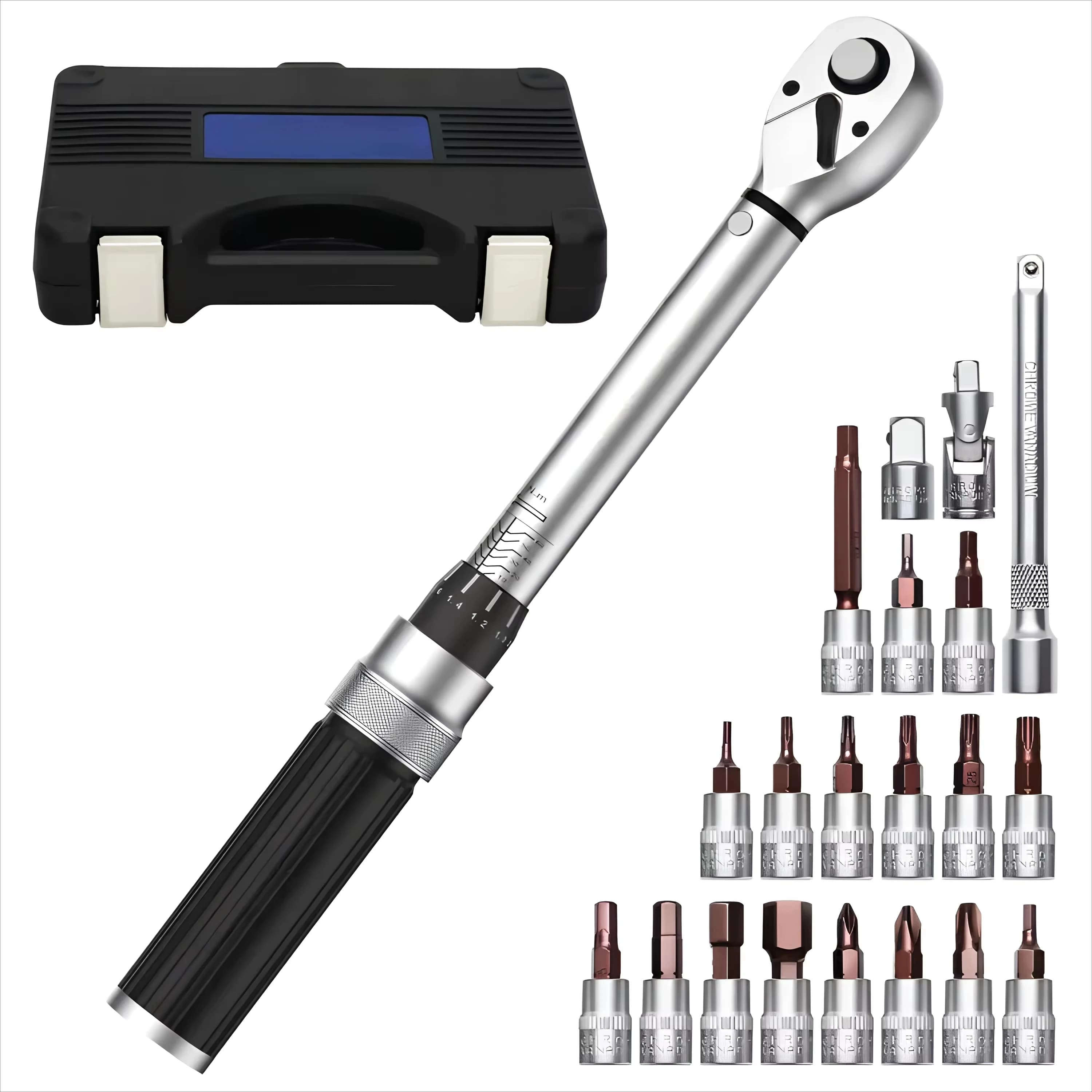 Torque Wrench Kit 2-24 Nm Inch Drive Precision Repair Tool for Road and Mountain Bicycle Maintenance