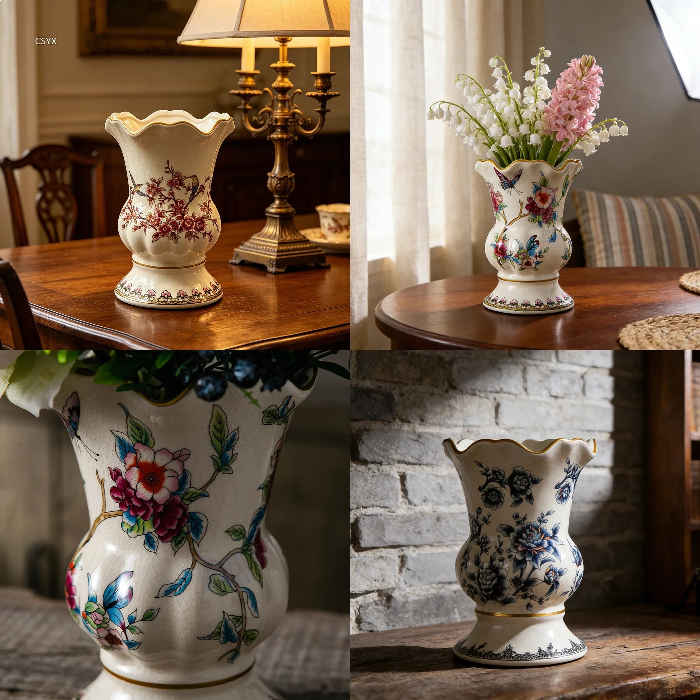 Creative European Ceramic Vase Flower Arrangement High-End Living Room Home Decor Tabletop Ornament Luxury Minimalist