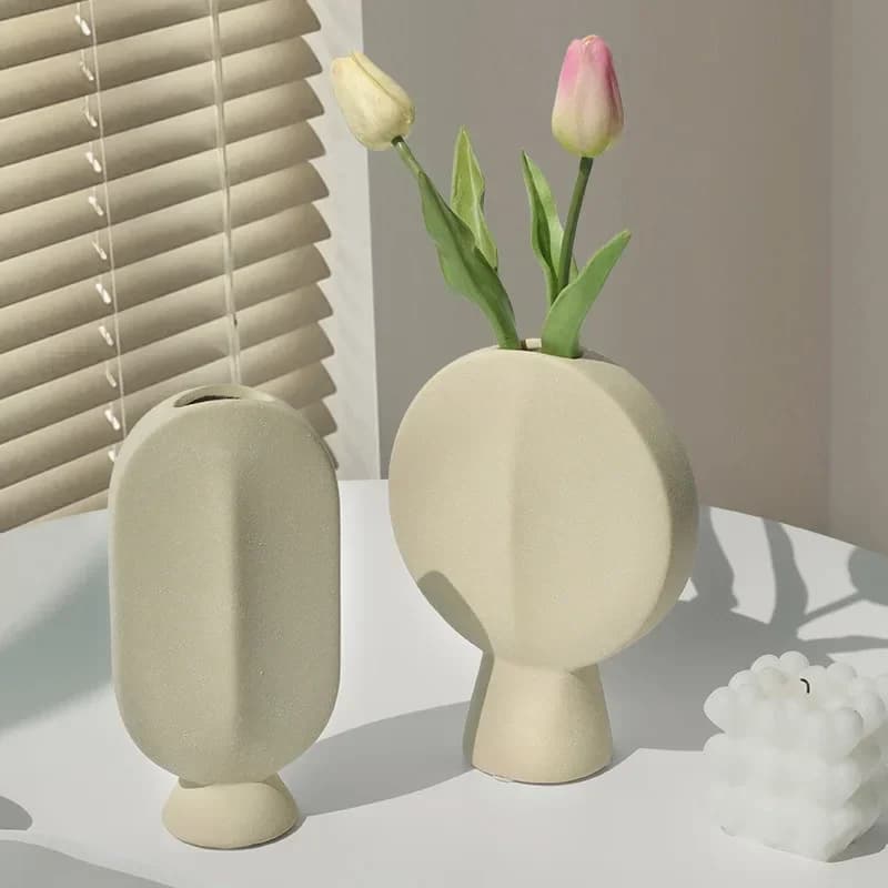 Nordic Face Flower Ware Abstract Frosted Ceramic Vase Living Room Bar Restaurant Clothing Shop Hotel Flower Arrangement Ornament