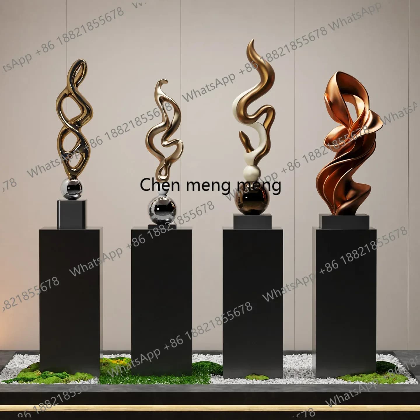 h178Light luxury high-end abstract floor sculpture, marble base, home furnishing