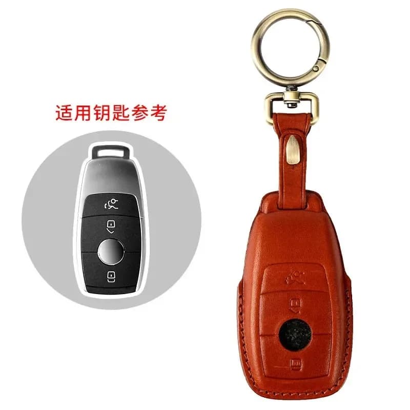 Leather Car Key Case Keychian Full Cover Protection for Mercedes Benz Car Accessories