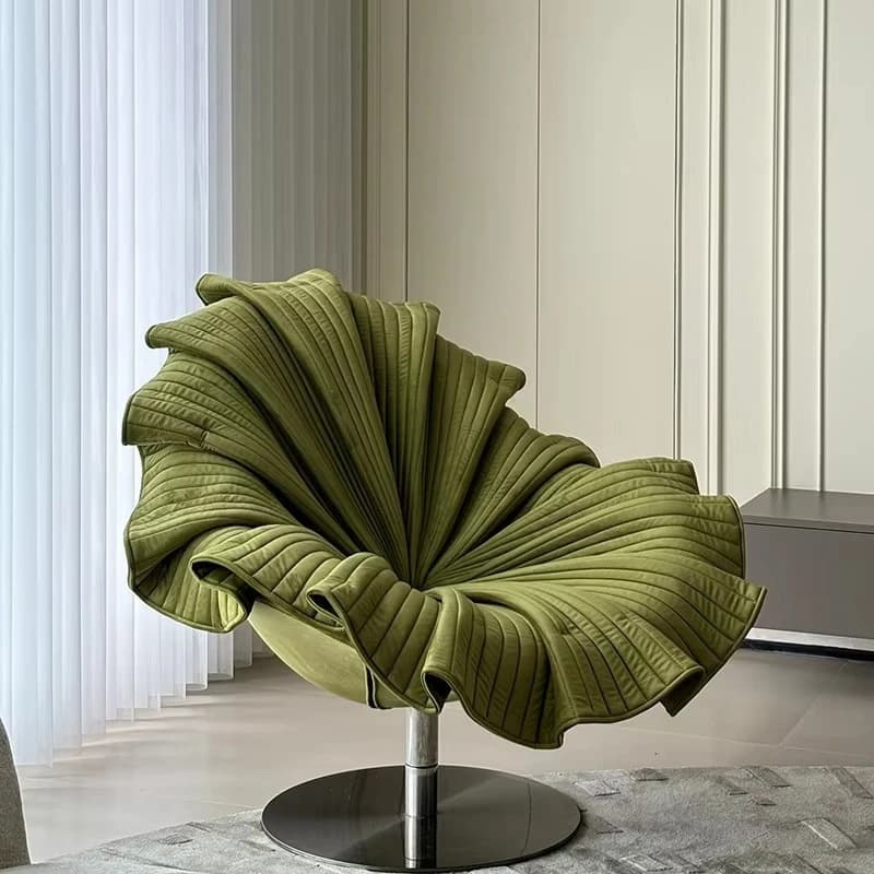Luxury 360 Degree Swivel Armchair Modern Designer Petal Velvet Accent Chair