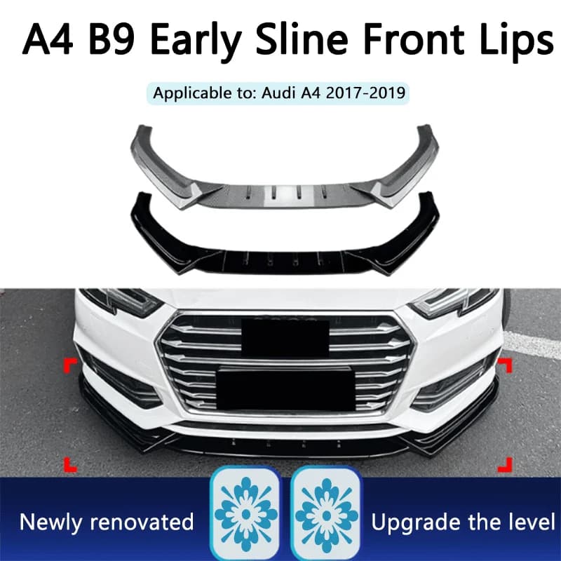 Car Front Spoiler Suitable for Audi A4 S4 B9 Sline 2017-2019 front shovel front lip chin corner modification accessories