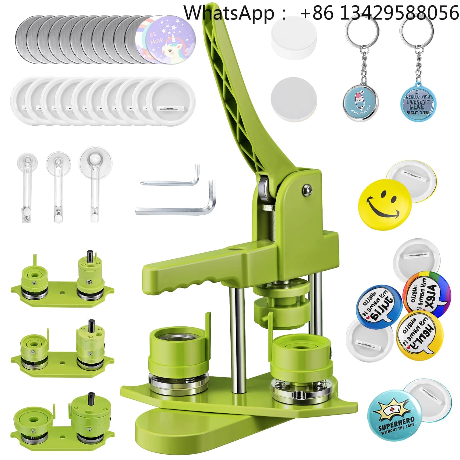 25+32+58mm Badge Press Machine 300 Sets Plastic Badges 3 Cutters 10 Bottle Openers Keychains DIY Badge Making Kit
