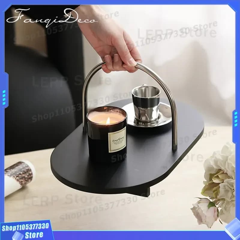 Modern Black Tray Storage Box with Metal Handle Wooden Wind Decorative Ornament for Study Hotel Homestay Model Room Display