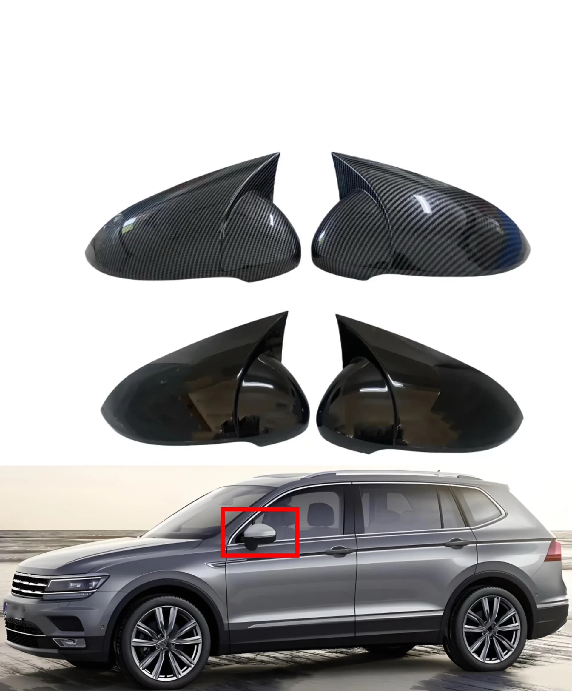 Car Rearview Side Mirror Cover Fit  For  VW Tiguan Allspace L MK2 2017 2018 2019 2020 2021 2022   Rear View Mirror Cover Trim