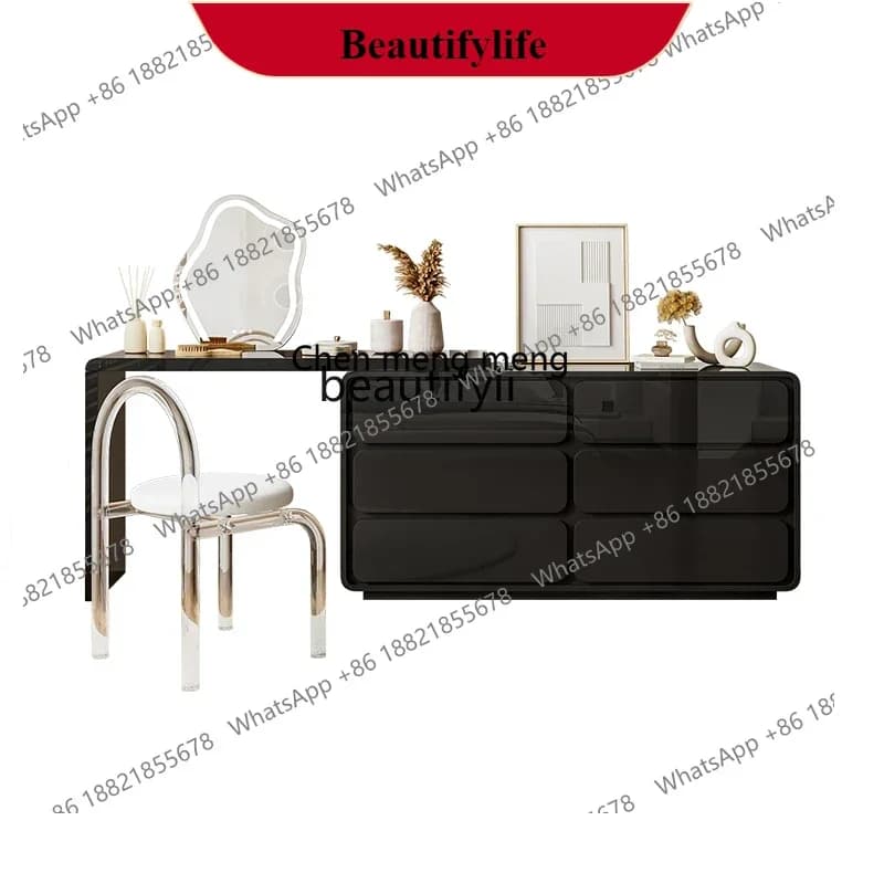 G153 Dresser Chest of Drawers Integrated Italian Style Makeup Table Minimalist Bedroom Advanced Light Luxury Solid Wood Furnitur