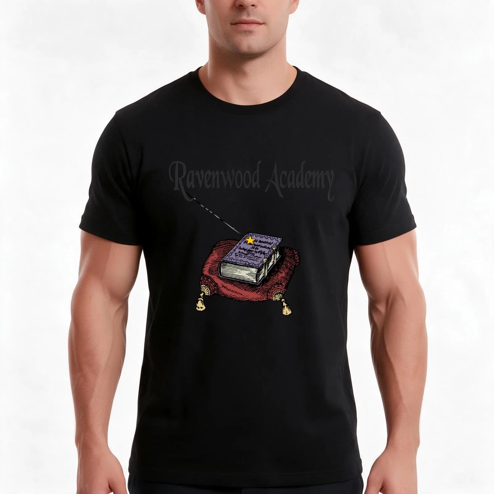 Ravenwood Academy T-Shirt, Summer Casual Cotton Tee, Oversized Streetwear Tops, Vintage Graphic Print, Loose Fit Short Sleeve