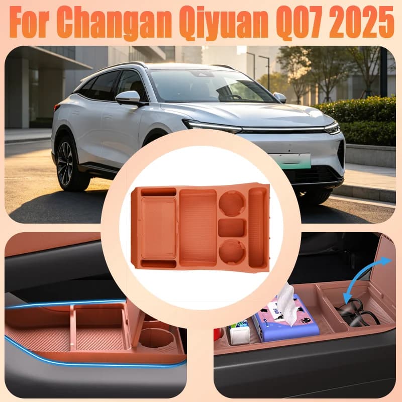 For Changan Qiyuan Q07 2025 Center Console Lower Storage Box, Drop-in Organizer Tray, Interior Accessory