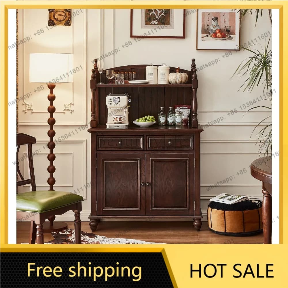 FG retro solid wood dining side cabinet storage living room integrated cabinet