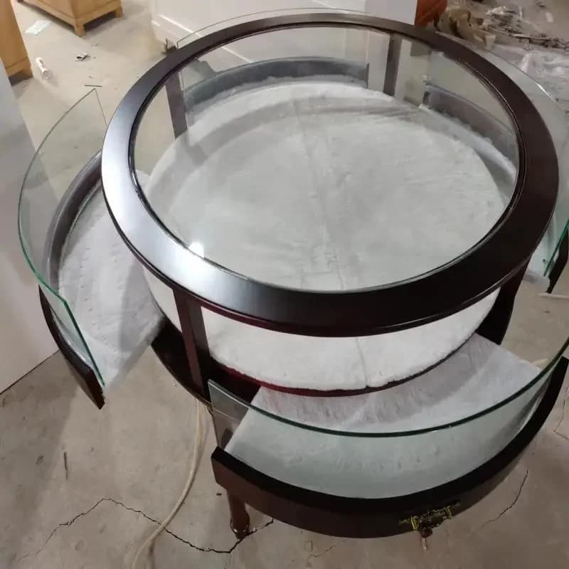 High-Grade Solid Wood Paint Clothing Store Coffee Table Glass Watch Ornament Jewelly round Zhongdao Showcase Display