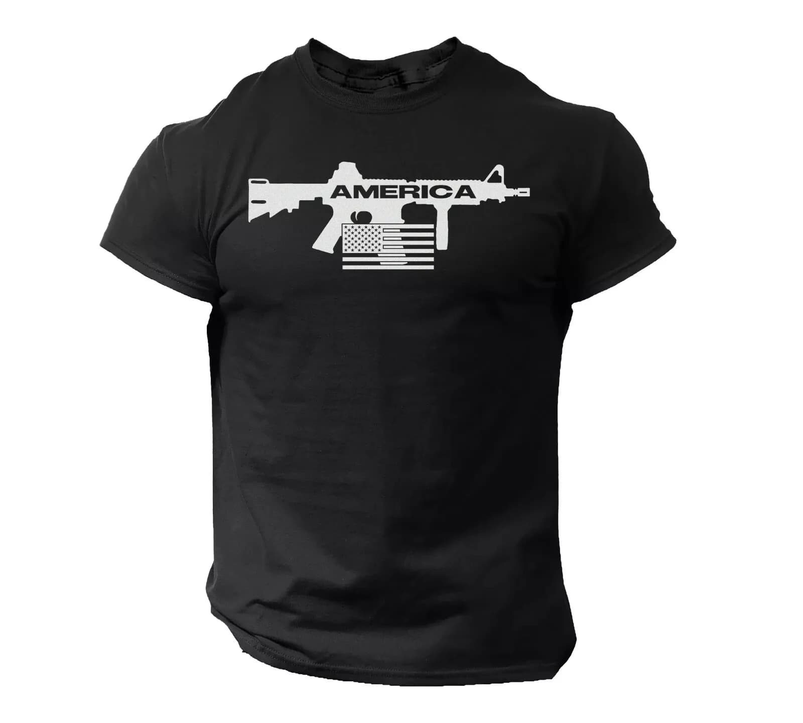 America Gun US Flag 2nd Amendment Military Veteran T-Shirt 100% Cotton O-Neck Short Sleeve Summer Casual Mens T-shirt Size S-3XL