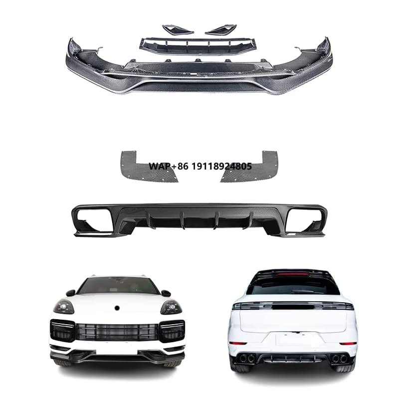 For  Turbo Cayenne 2018-2023 Carbon Fiber Front and Rear Bumper Lip New Condition Tecat Car Modification Upgrade