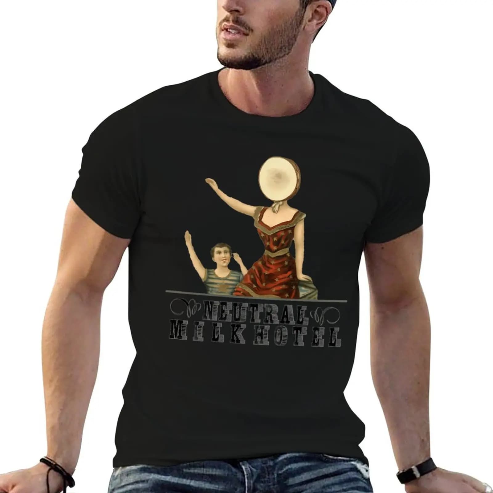 Neutral Milk Hotel - In The Airplane Over The Sea T-Shirt t shirts for man graphic vintage t shirt man casual T-Shirt