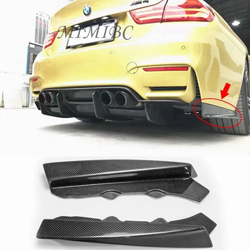 Carbon Fiber Rear Bumper Spoiler Wrap Corner Splitter For BMW M3 F80 M4 F82 Rear Side Skirt Corner Wrap Trim