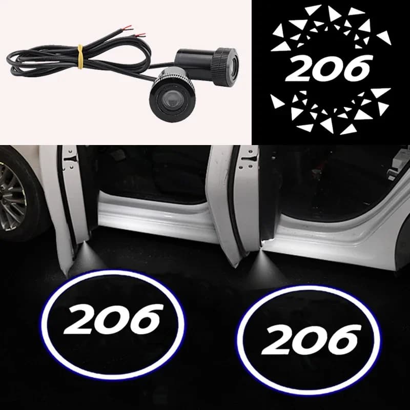 LED Car Welcome Ambiance Light Collision Avoidance Courtesy Lamp for Peugeot 206 Logo Emblem Car Door Decor Auto Accessories