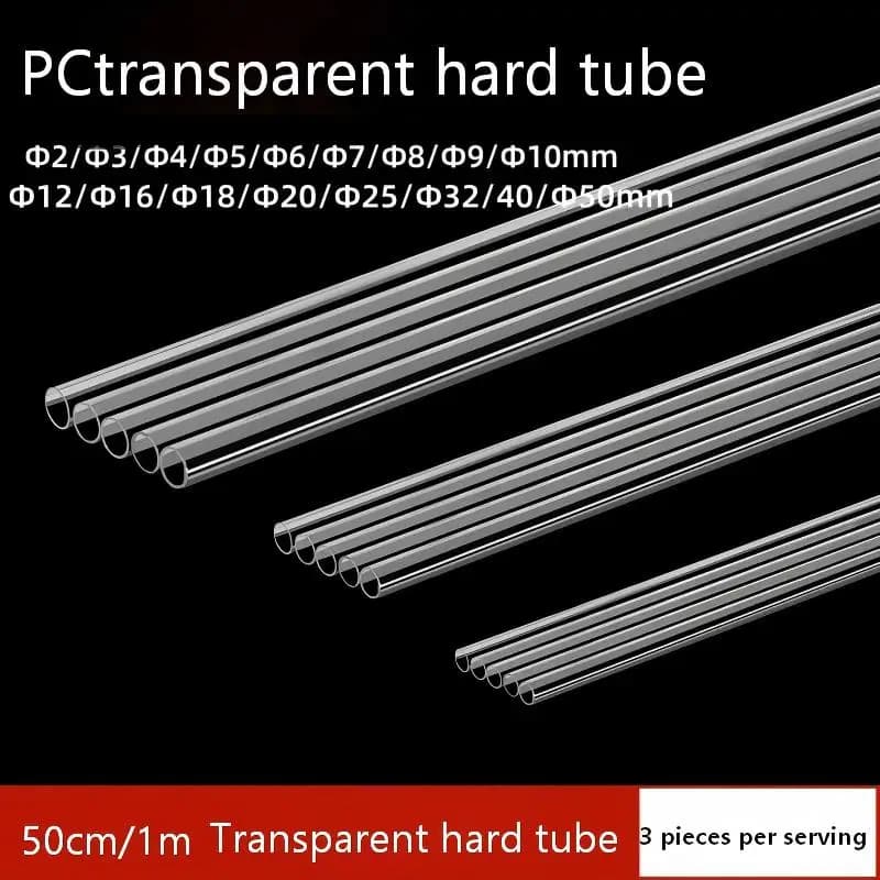 500mm Clear Hard PC Round Hollow Tube, Small Diameter Transparent Plastic Rigid Pipe, Fine PVC Tubing for DIY Model Industrial