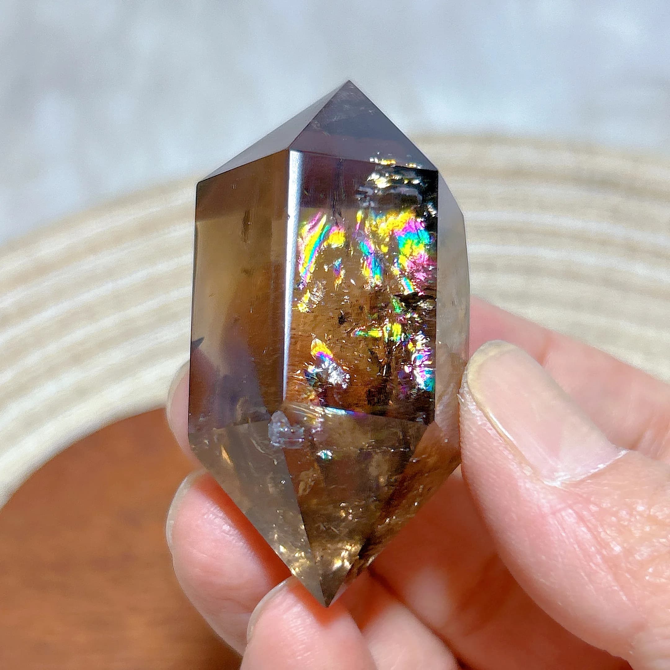 Healing Natural Crystal Smokey Quartz Double Point Tower High Quality Brazil Rainbow Gemstones Mineral Home Decoration Gift