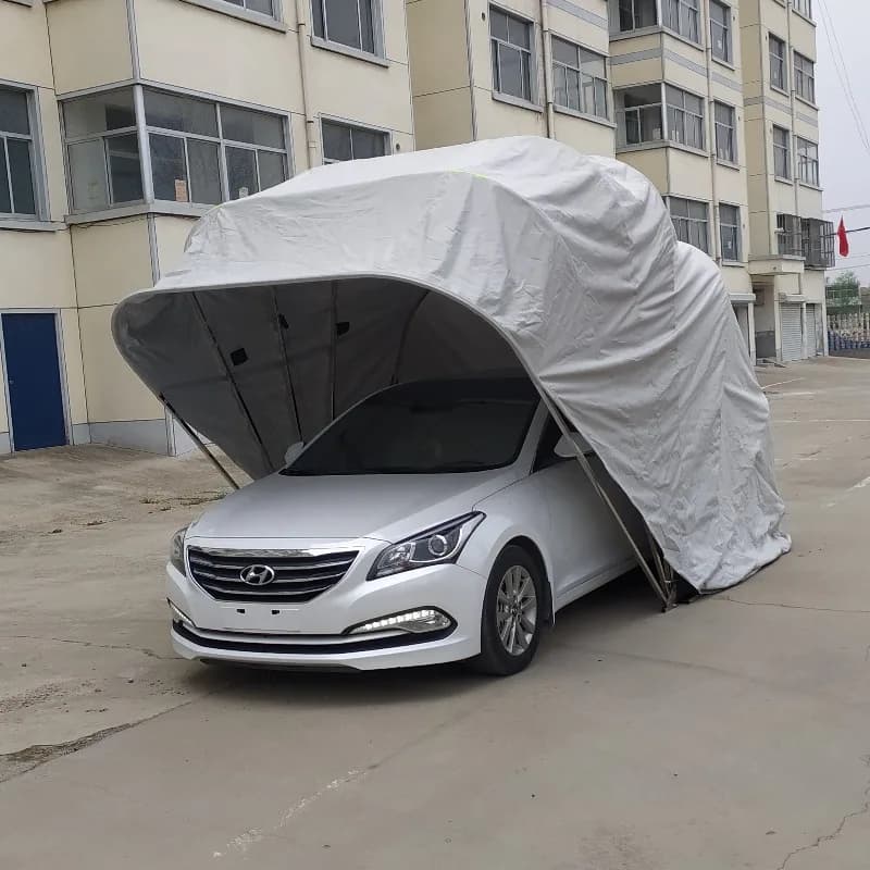 No More Fixed Installations! Manual Extendable Carport  Foldable Steel Frame Garage for Adjustable Sun & Rain Protection