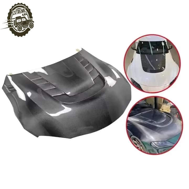 OEM Carbon Fiber Auto Engine Hood Cover with Knitted Cross Pattern Lightweight Abrasion-Resistant Auto Parts