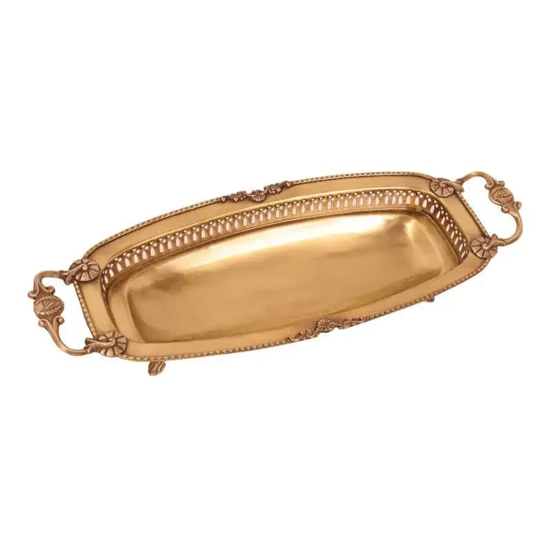 European retro brass fruit plate, light luxury and high-end decorations on the family living room coffee table, retro home