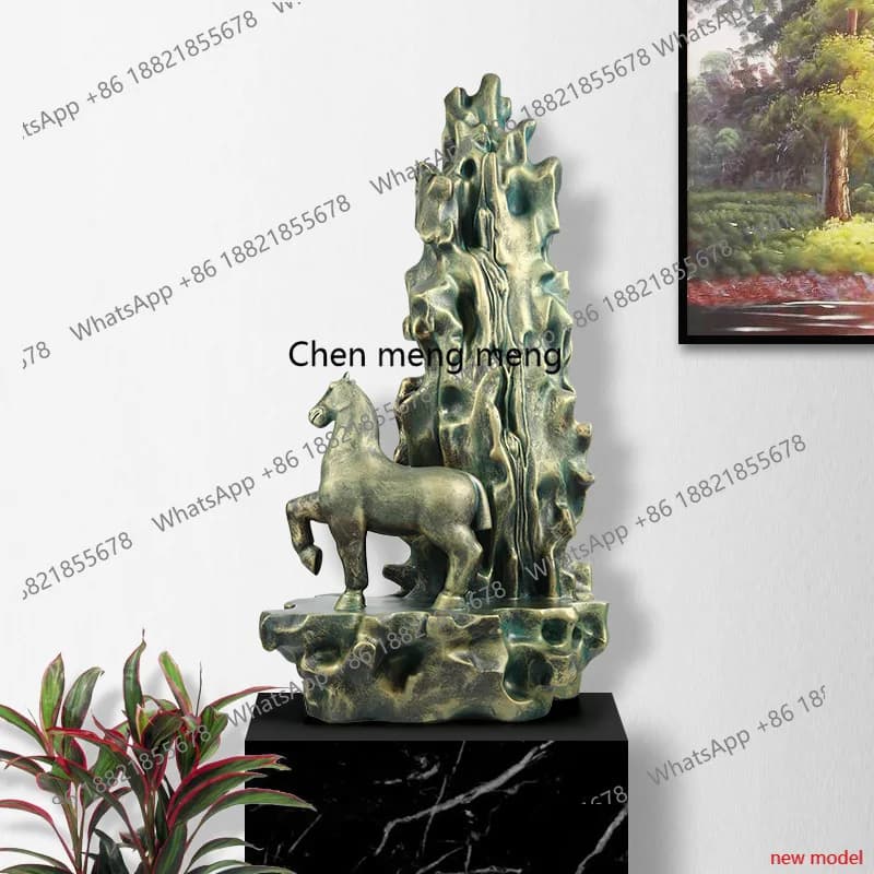 H178Ornament, living room entrance, home jewelry, antique bronze, lucky resin handicraft horse