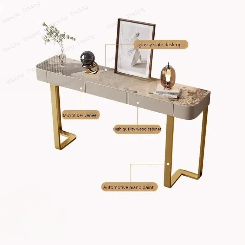 Luxury Glossy Console Table For Hallway Living Room Slate Porch Side Table High-quality Drawer Cabinet Home Furniture 80/100/120