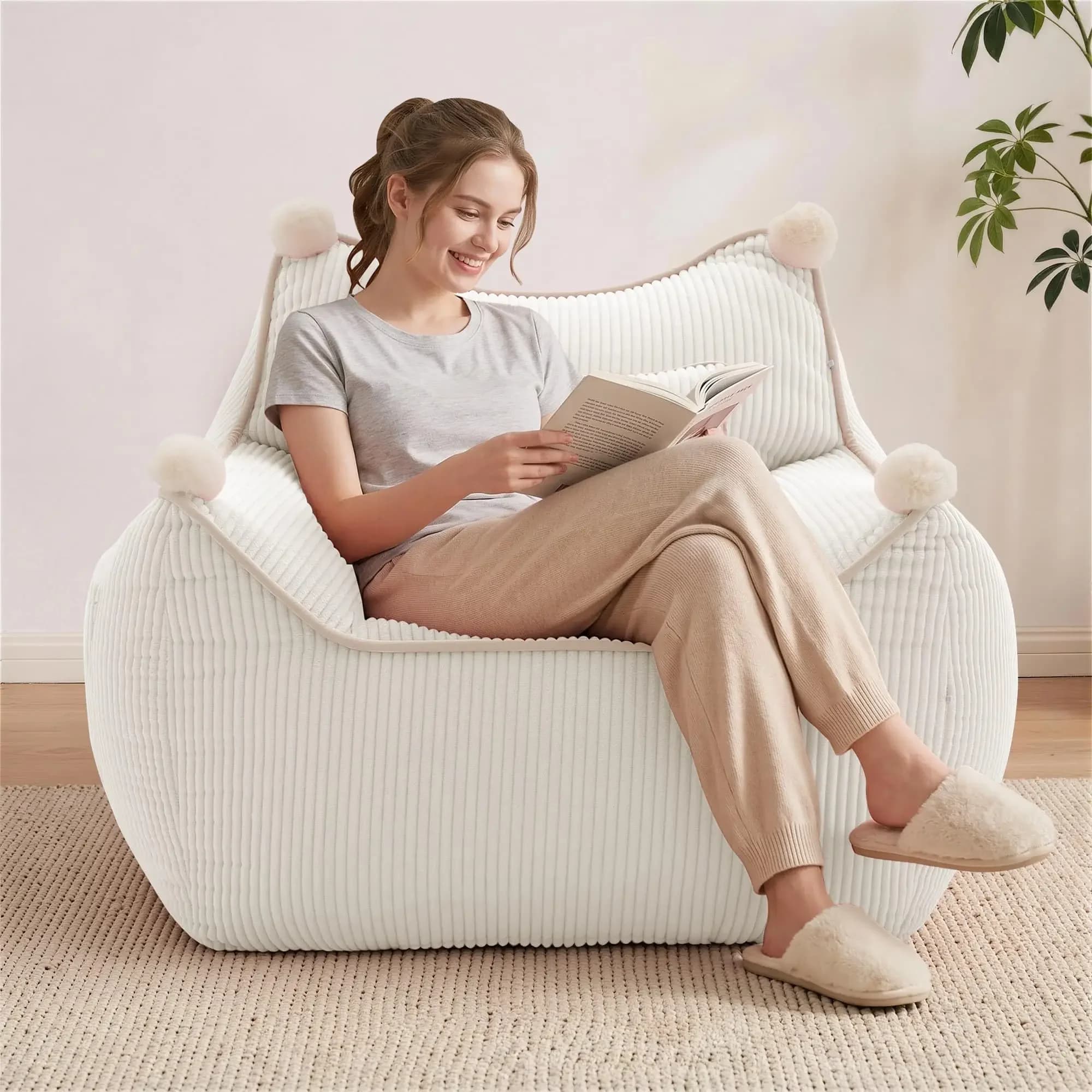 Smooth Premium Comfortable Functional Bean Bag Sofas Cushioned Supportive Cozy Elegant Bean Bag Sofas Sillon Puff Home Furniture