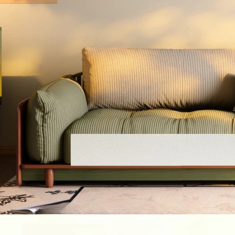 2025 French Retro Fabric Sofa, Dark Green Three-Seater for Compact Living Rooms with Solid Wood Frame