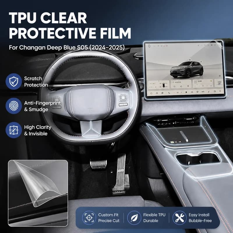 For Changan Deep Blue S05 Center Control Film Transparent TPU Protective Film Custom Vehicle Interior Film 2024-2025 Model