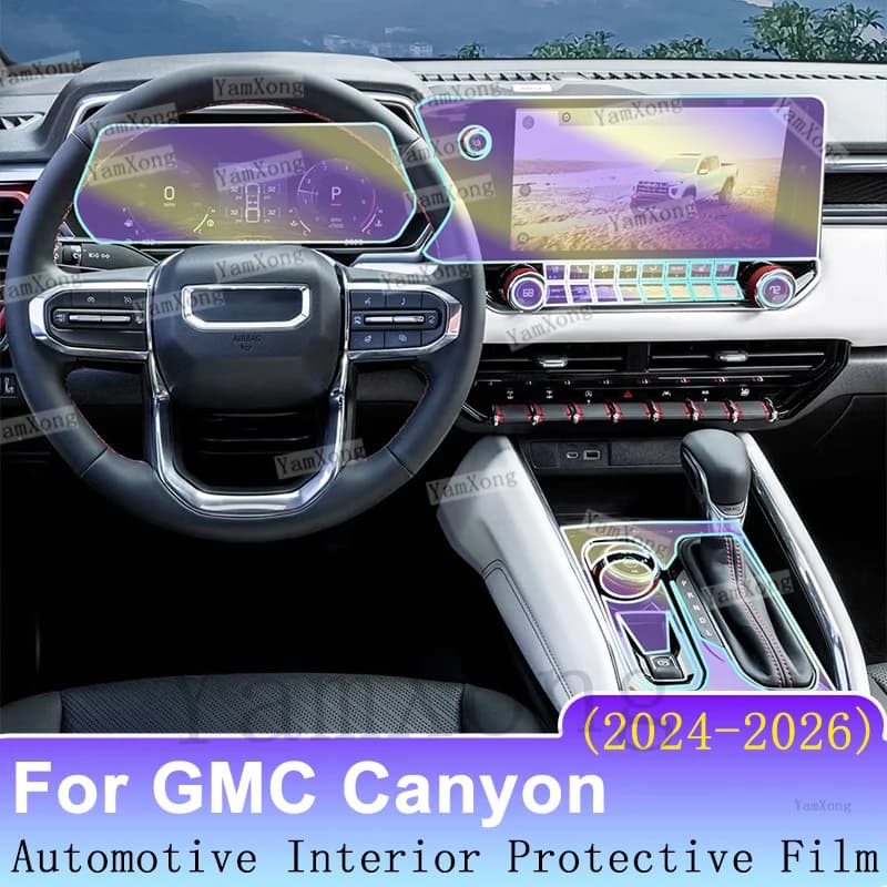Car Interior Protective Film For GMC Canyon 2024-2026 Anti-Scratch Cover Dashboard Center Console Screen Repair Sticker