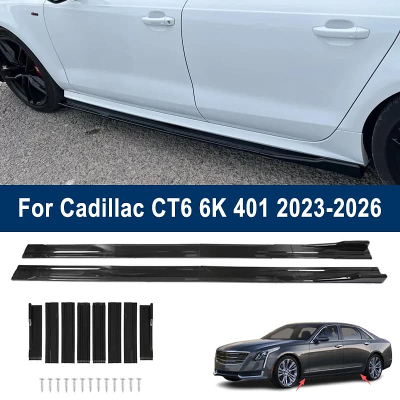 For Cadillac CT6 6K 401 2023-2026 Car Side Skirt Splitters Extended Side Spoiler Sport Body Kit Bumper Lip Modified Parts 8Pcs