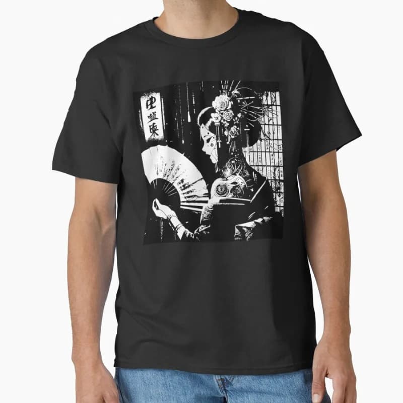 Perfume and Cyberware science fiction robot japan traditional art Cyborg Geisha Cyberpunk T-shirt Large size Adult Tops S-6xl